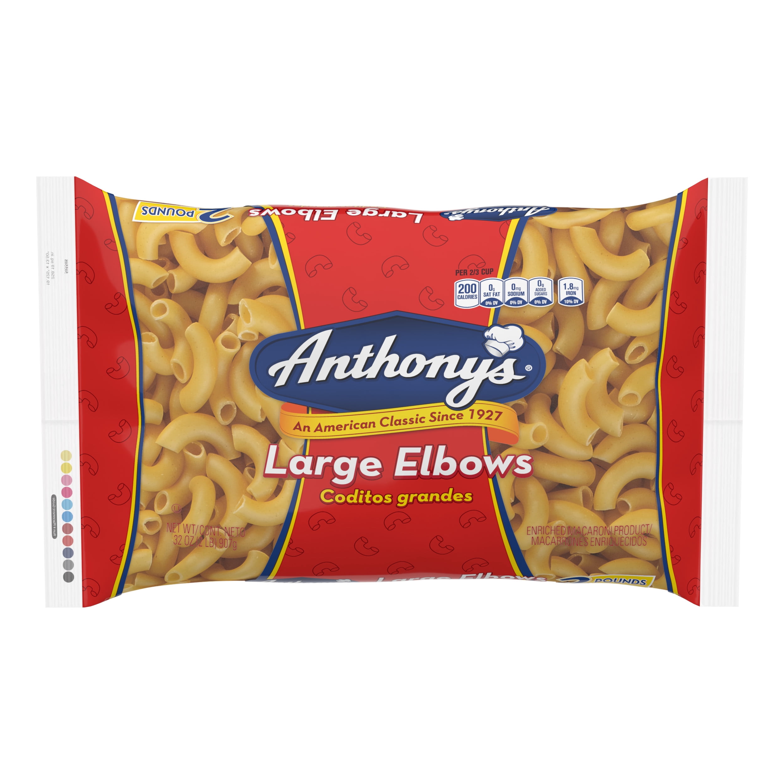 (2 pack) Anthony's Large Elbows Pasta, 12 oz