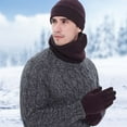 thumbnail image 4 of 3Pcs/Set Mens Beanie Scarf Gloves Set Knit Winter Fleece Lining Thick Hat, 4 of 8