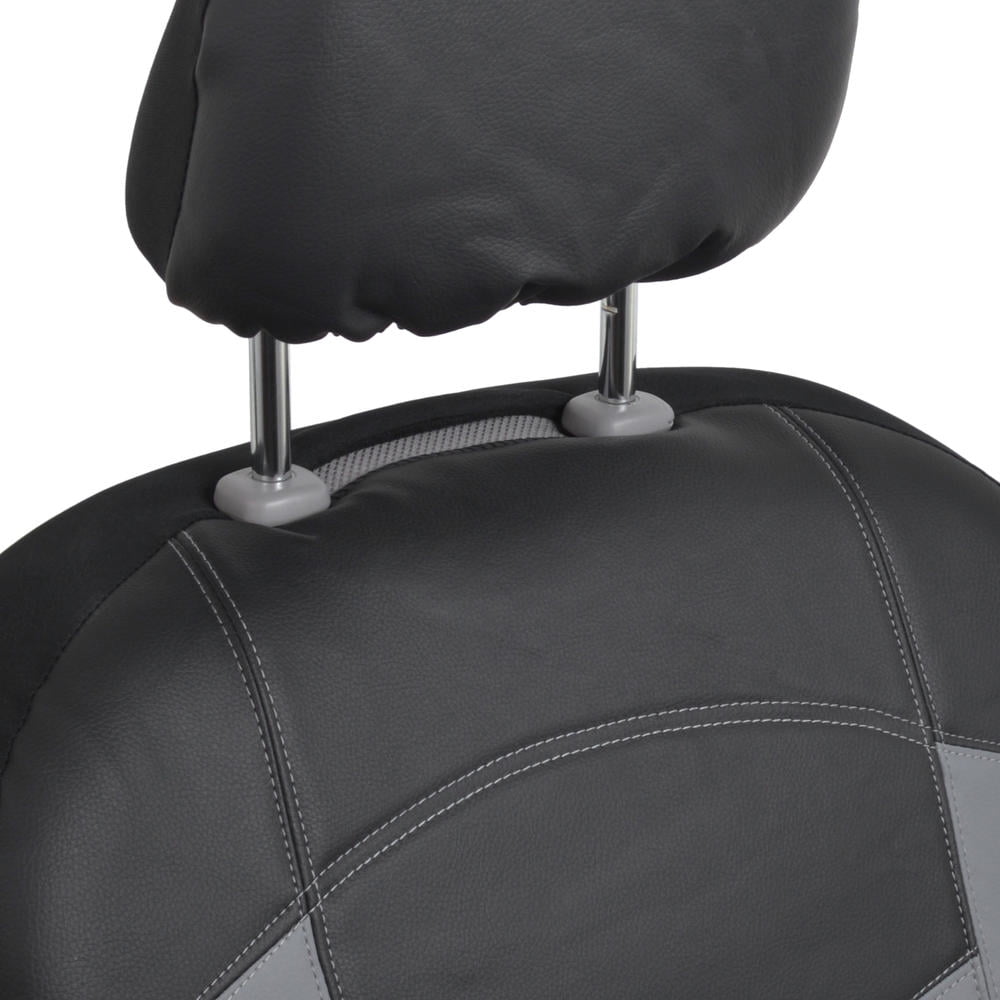 Soft & Smooth Leatherette Sideless Front Car Seat Covers (Black & Slate Gray)