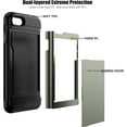 thumbnail image 3 of for iPhone SE Case with Card Holder Heavy Duty Protective Dual Layer Shockproof Hidden Card Slot Slim Wallet Case for Women and Man-Green, 3 of 11