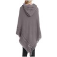 thumbnail image 4 of HBYJLZYG Womens Hooded Shawl Wrap Cape, Crochet Versatile Tassel Irregular Hem Sweater Tops, 4 of 6