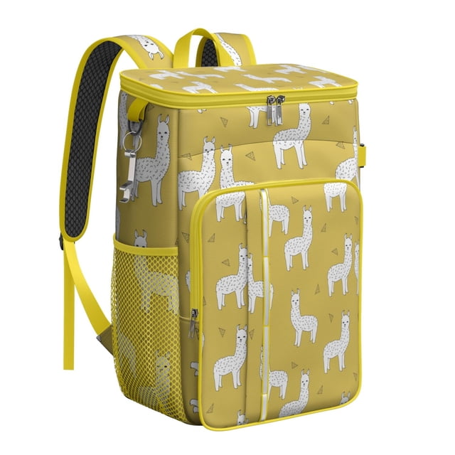Funny Llama Print Backpack Cooler – Leakproof Lunch Bag with Adorable Alpaca Pattern for Travel, Camping & Work