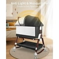 thumbnail image 6 of 4 in 1 Baby Bassinet Bedside Sleeper W/ Wheels,Storage Basket,Adjustable 7 Heights,Mosquito Net,Matress,Breathable Mesh Crib for Infants Toddler,Black, 6 of 7