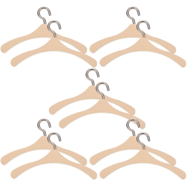 CIMAXIC 10Pcs Tiny Sweater Wood Hanger Wooden Metal Assorted Color for Micro Landscape Accessory