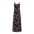 thumbnail image 4 of QLEICOM Women's Summer Casual Floral Printed Bohemian Spaghetti Strap Floral Long Maxi Dress with Pockets Boho Printed Hoop Sling Beach Long Dress Black C XXL, US Size: 12, 4 of 4