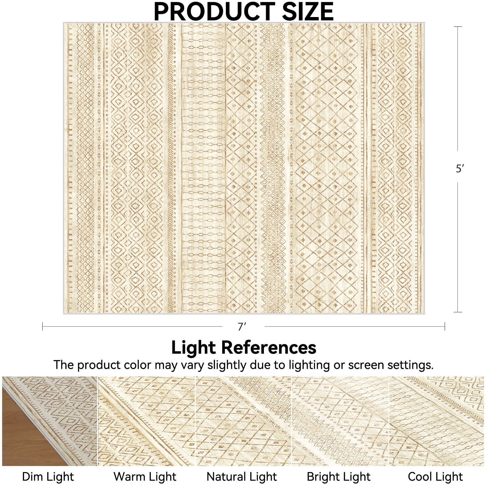 CHITOOMA 5'x7' Area Rugs for Living Room, Washable Rugs Print Pattern Boho Soft Geometric Bohemian Carpet Indoor Rug for Bedroom Dining Room Office Nonslip Foldable Rug
