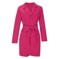 thumbnail image 6 of LYXSSBYX Womens Jackets Lightweight Clearance Womens Fashion Casual Lace Up Waist Loose Candy Color Long Sleeve Solid Color Suit Collar Dress Coat, 6 of 9