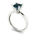 thumbnail image 2 of 1ct Princess Cut Blue Natural London Blue Topaz 18k White Gold Engraving Statement Bridal Wedding Solitaire Designer Ring Size 10, 2 of 5
