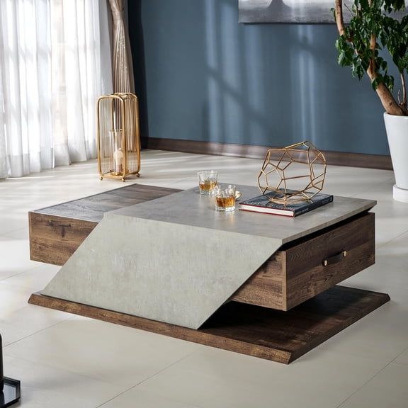 Soss 1-Drawer Wood Lift-Top Coffee Table, Reclaimed Oak