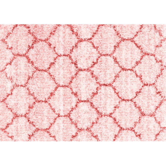 Ahgly Company Indoor Rectangle Trellis Red Contemporary Area Rugs, 7' x 9'