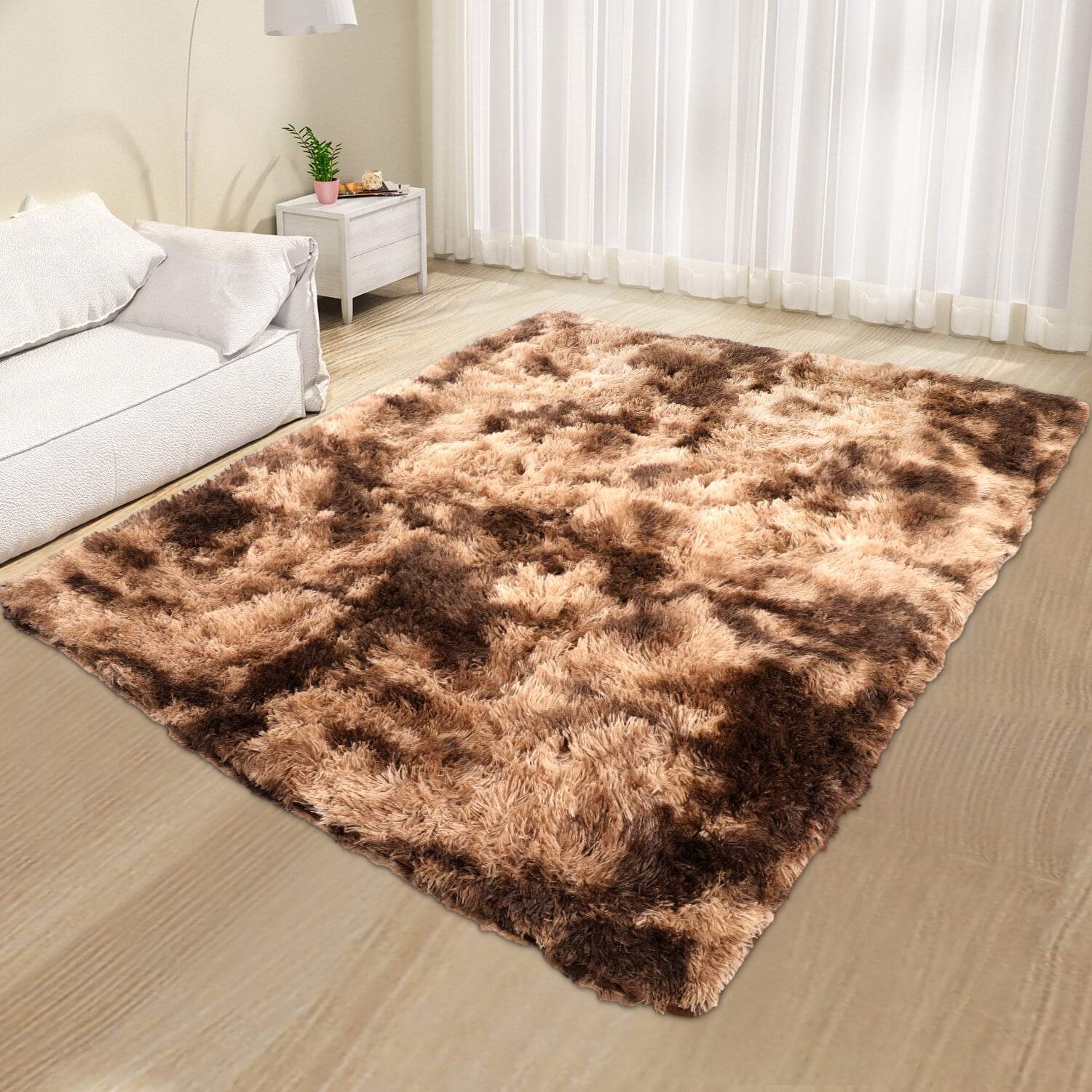 Oyajia Area Rugs Fluffy, Washable Soft Furry Area Rugs, Rubber Backing