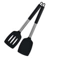 thumbnail image 2 of On Sale!npkgvia Cooking Utensils,Pack of 2 Silicone Solid Turner Non Stick Slotted Kitchen Spatulas High Heat Cooking Utensils Ideal Cookware for Fish Eggs Pancakes,Cooking Gadgets,Black, 2 of 9