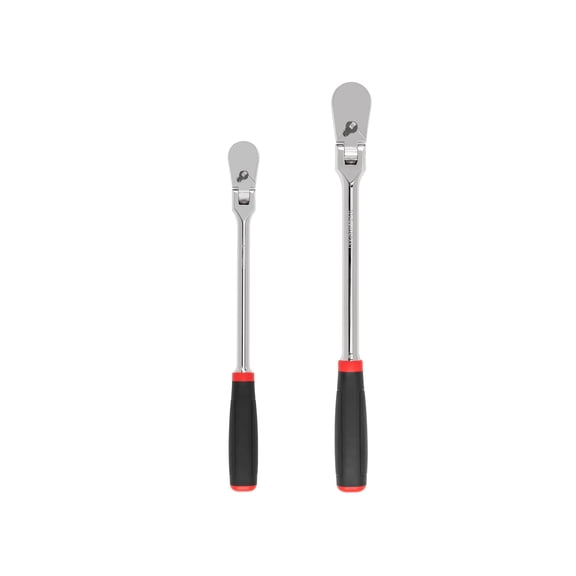 TEKTON 3/8, 1/2 Inch Drive Flex Head Non-Quick-Release Comfort Grip Long Ratchet Set, 2-Piece (12, 14 in.) | SRH99202