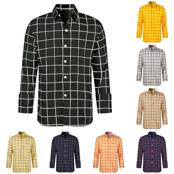 XAOFW Children's Button Down Shirts Long Sleeved Lapel Plaid Shirts Classic Loose Plus Size Casual Shirts Stylish Tops 5-6 Years