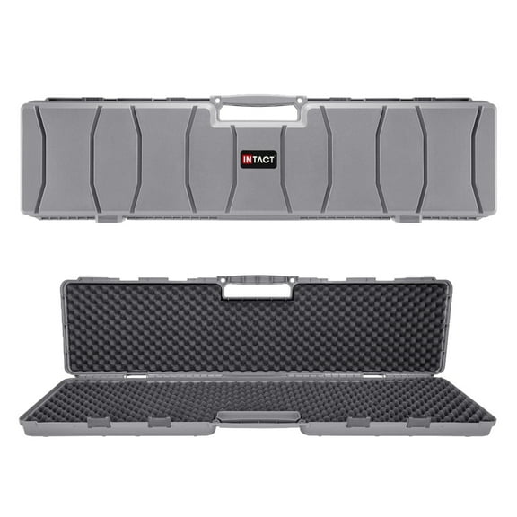 Eylar 48 Inch Intact Series Hard Shell Rifle Case, Lightweight and Durable Stacker Design with Foam (Gray)