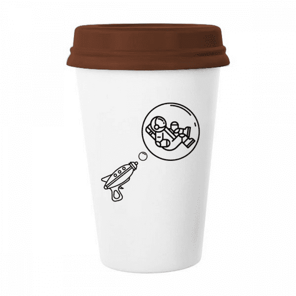 Balloon Astronaut Bubbles Mug Coffee Drinking Glass Pottery Cerac Cup Lid
