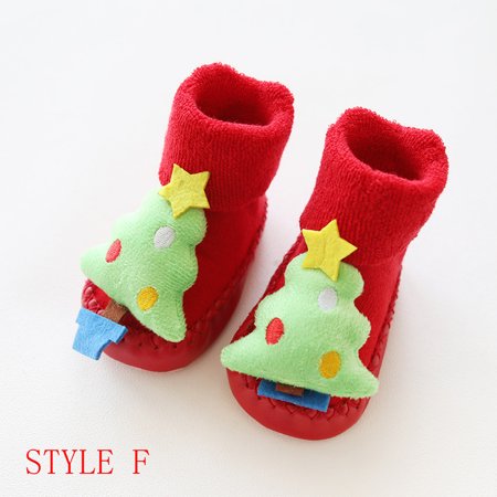 Christmas Newborn Baby Boys Girls Floor Socks Anti-Slip Baby Step