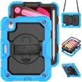 thumbnail image 1 of Case for iPad Mini 7 A17 Pro 2024/Mini 6 2021 8.3 Inch 7th/6th Gen with Screen Protector, 360 Degree Rotating Kickstand Hand Strap Shockproof Cover with Shoulder Strap, Sky Blue, 1 of 7