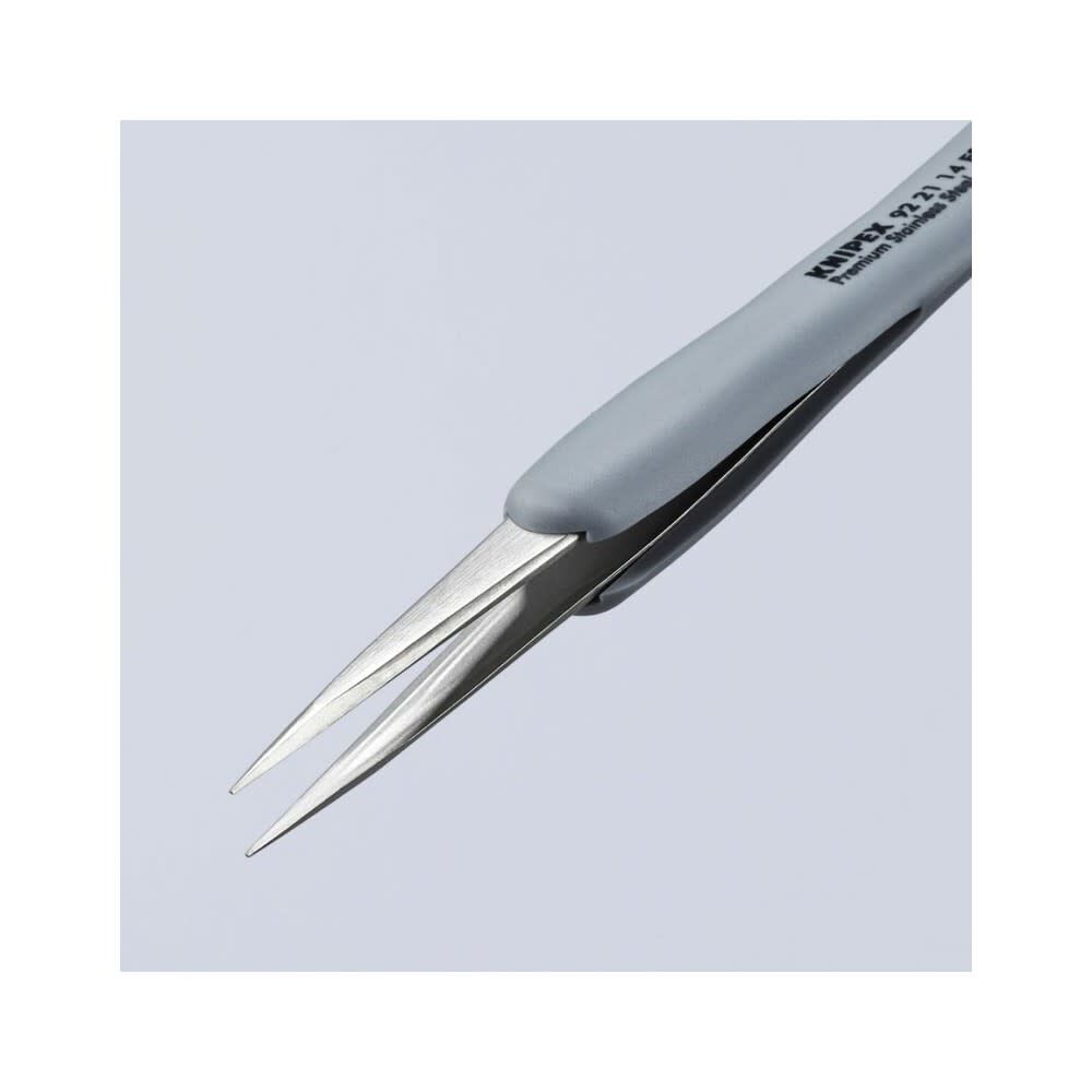 KNIPEX Premium Stainless Steel Precision Tweezers-Pointed Tips-ESD Rubber Handles