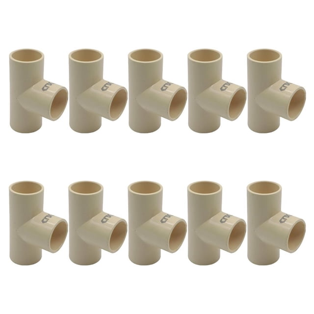 10 Pzs Tee Conexion De Cpvc De 1 1/2 Pulgadas Color Crema beige 1 1/2 pulgadas