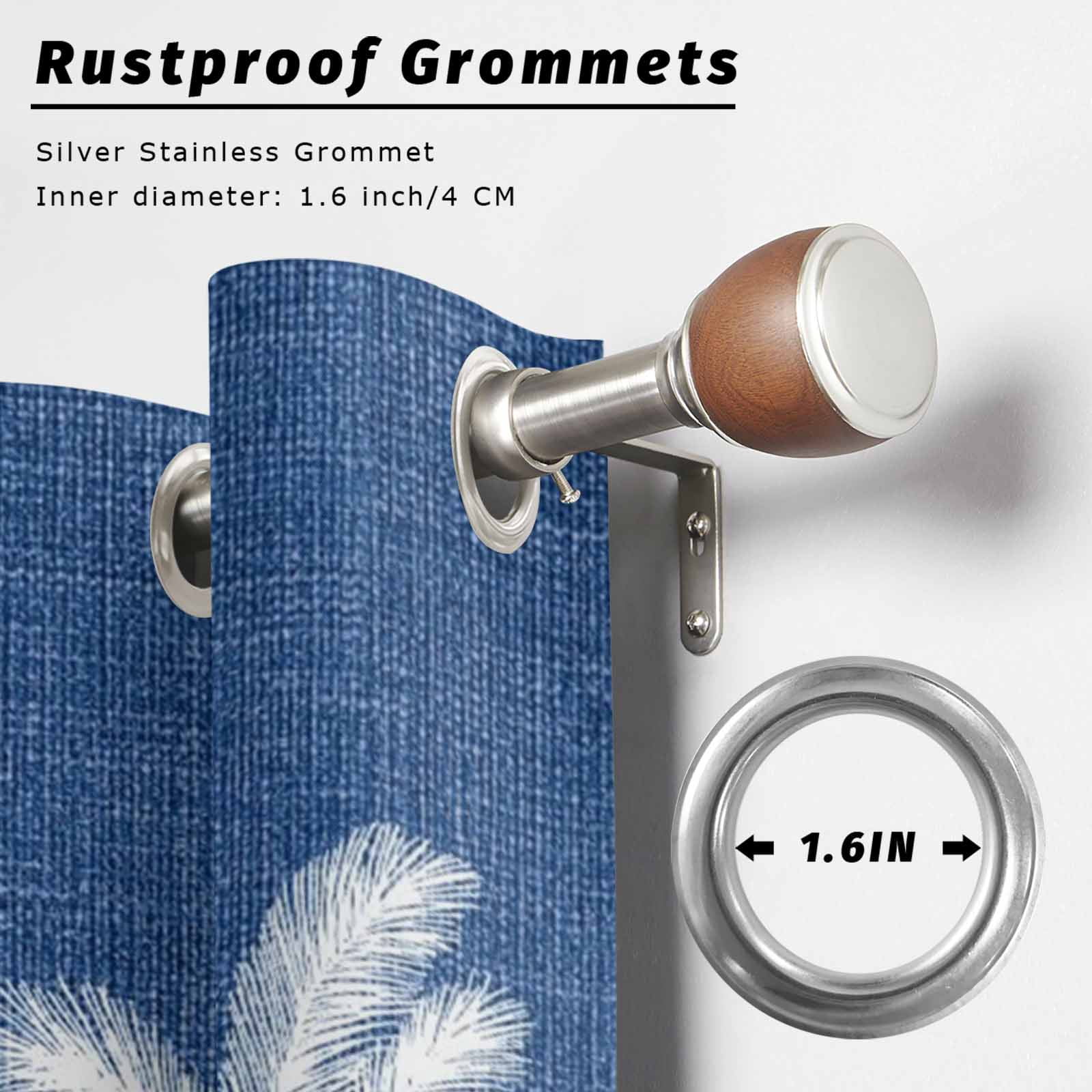 Navy Blue Palm Trees Outdoor Curtains for Patio, Summer Beach Tropical Farmhouse Sunshade Privacy Drapes Grommet Waterproof Outside Curtains for Porch/Cabana/Balcony 54"x 108", 1 Panel
