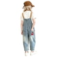 thumbnail image 4 of XXWXYD Girls Denim Overalls, Kids Baggy Wide Leg Suspender Jumpsuit with Adjustable Straps and Pockets for Casual Fall School Play Daily Outfit Wear, 4 of 8