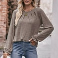 thumbnail image 5 of Godom Long Sleeve Shirts Womens Pleated Business Casual Blouses with Smocked, 5 of 7