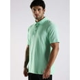 thumbnail image 6 of Men Solid Sea Green Cotton Polo with Embroidered Logo and Collar Stand, 6 of 6
