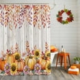 thumbnail image 2 of Shower Curtain 54"W x 78"L Thanksgiving Pumpkins Sunflower Daisy Fabric Shower Curtains Set with Hooks Water Repellent Bathroom Curtains Machine Washable Bathroom Accessories, 2 of 6