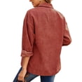 thumbnail image 2 of Camisa informal de pana para mujer, blusa holgada de manga larga a la moda, color rojo, para primavera y otoño, 2021, 2 of 5