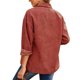 thumbnail image 2 of Camisa informal de pana para mujer, blusa holgada de manga larga a la moda, color rojo, para primavera y otoño, 2021, 2 of 5