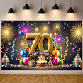 thumbnail image 5 of Golden Glitter 70th Birthday Banner Colorful Balloons Display Firework Design Gift Box Decor Birthday Party Backdrop for 70th Birthday Party Indoor Celebration Family Gathering, 5 of 9