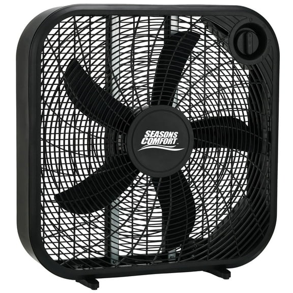 Seasons Comfort 20 Inch Box Fan, 3 Speeds, Built-In Handle, Quiet, ETL - FBX20