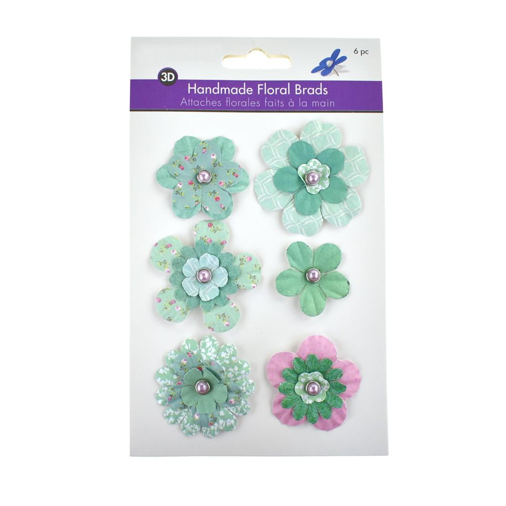 Paper Craft Floral Brads, 6Piece, Delicate