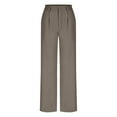 thumbnail image 4 of ABATAB Women's Wide Leg Dress Pants Ruched High Waisted Business Casual Trousers Dressy Work Office Pants with Pockets, 4 of 7