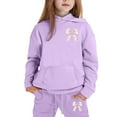 thumbnail image 4 of Toddler Girls Outfits Sets Hoodie Pants Letter Print Kids Casual Two Piece Winter Comfy Cute Girls Fall Clothes Purple Size 3-4T, 4 of 4