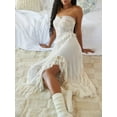 thumbnail image 6 of Biezeib Women Tube Dress, Strapless Backless Flower Lace Patchwork Irregular Slit Dress Clubwear, 6 of 6