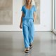 thumbnail image 5 of TaTaai Women's Spring Summer Two Piece Outfit Short Sleeve Round Neck T-Shirt and Cargo Trousers Solid Color Casual Matching Set for Daily Wear Gift, 5 of 9
