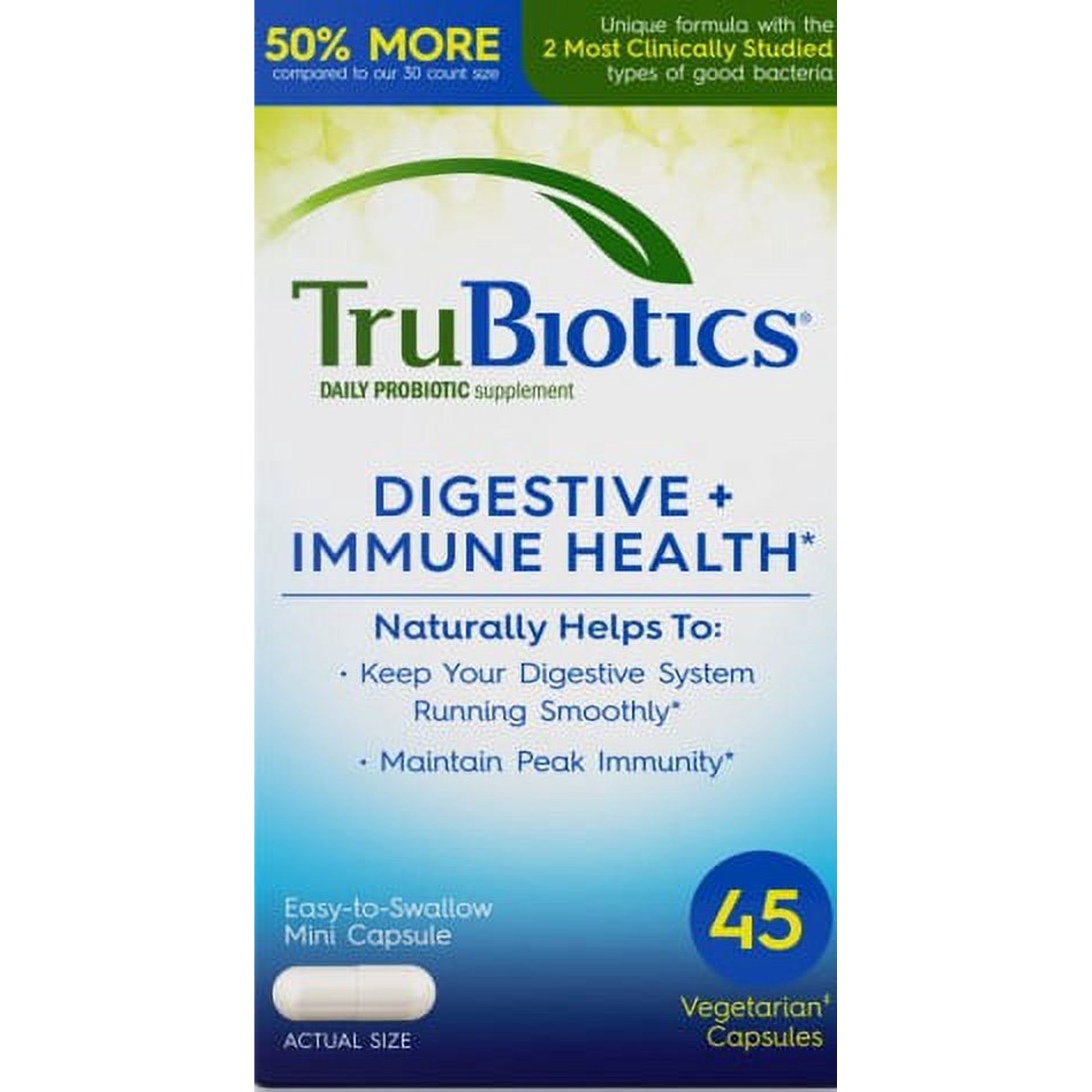 Trubiotics Daily Probiotic Supplement for Digestive and Immune Health, Men and Women 45 Count