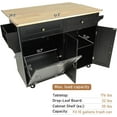 thumbnail image 5 of ANPOO Rolling Kitchen Island with Drop Leaf, Tilt Out Kitchen Trash Cabinet 10 Gallon Storage, Kitchen Cart Island with Rubber wood Top, Spice Rack and Drawers(Black), 5 of 8
