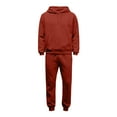 thumbnail image 6 of Hogleaql Sweatsuits for Men 2 Piece Solid Color Fleece Hoodie Joggers Running Pants Set Casual Fall Winter Suit with Pockets Vermilion XL, 6 of 6