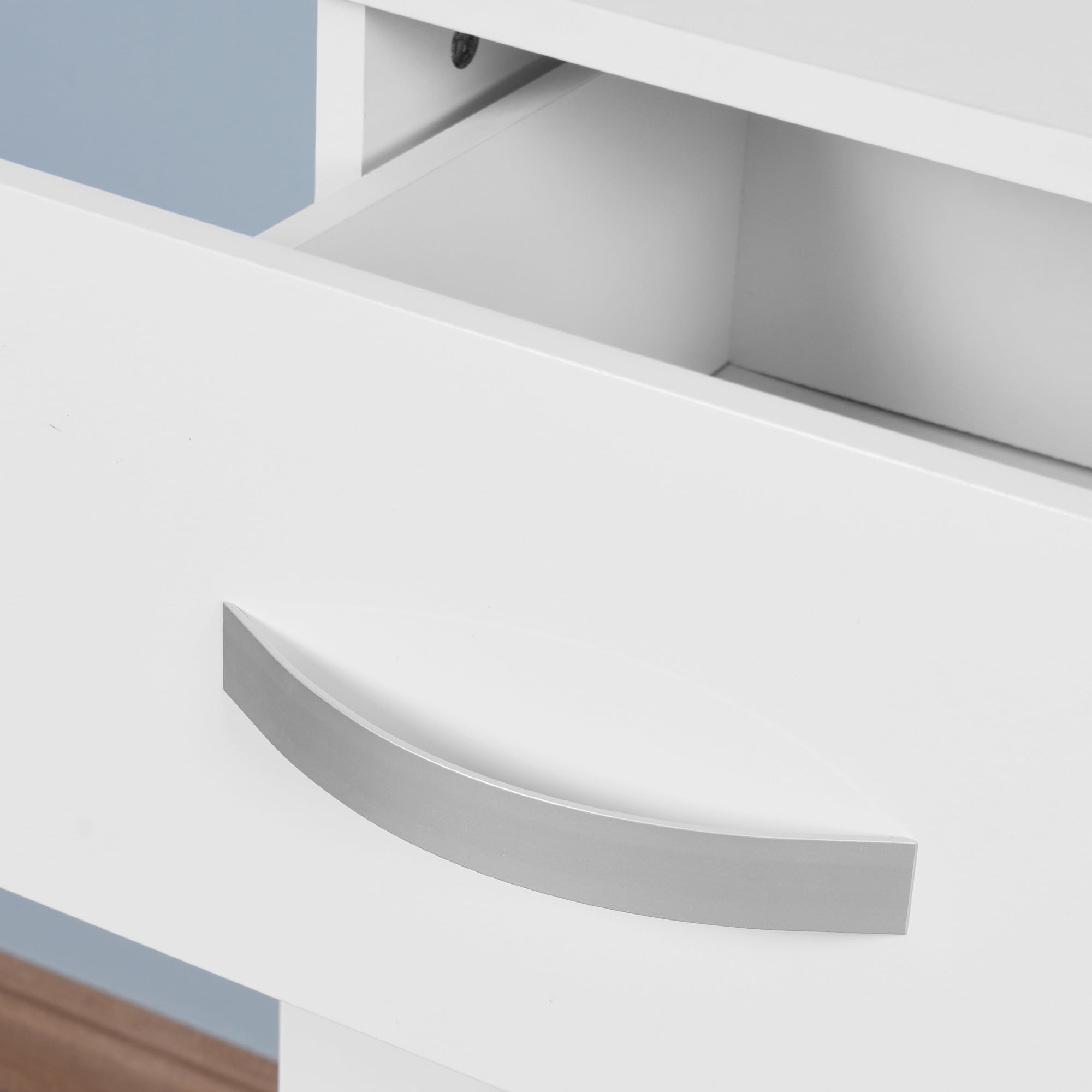 Leumius Wooden Desk with 3 Drawers,Home Office Bedroom Desk Study Writing Desk,White02