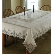 Imperial Embroidered Vintage Lace Design 52" X 70" Oblong / Rectangle Tablecloth in Cream