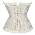 thumbnail image 3 of Corset Top Bustiers for Women Lace Up Ovebust Victorian Corset Plus Size Vintage Corsets Beige XS, 3 of 6