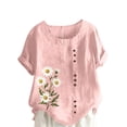 thumbnail image 3 of Pisexur Hauts pour Femmes, Blouses Habillées Décontractées pour Femmes, Hauts de Printemps pour Femmes, Haut Décontracté à Manches Courtes et Col Rond Ample Uni Multicolore, m, 3 of 3