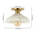 thumbnail image 3 of JONATHAN Y Amara 10" 1-Light Mid-Century Classic Alabaster/Iron LED Semi Flush Mount, White/Brass Gold, 3 of 10