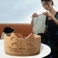 thumbnail image 4 of Wooden Yarn Bowl Knitting Yarn Bowl Cat Shaped For Crochet Lovers Decor Supplies (Bamboo), 4 of 10
