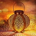 thumbnail image 2 of Lámpara solar LED para jardín, para exteriores, colgante, impermeable, luz colgante, iluminación decorativa hexagonal para jardín, patio, césped, pasillo, entrada de vehículos, color dorado, 2 of 5