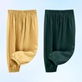 thumbnail image 2 of ZACPNCV 2PC Boys Girls Long Bloomers Soft Cotton Summer Pants Kids Solid Elastic Waist Harem Pants Basic Joggers Lounge Trousers Olive Green 8-9 Years, 2 of 9