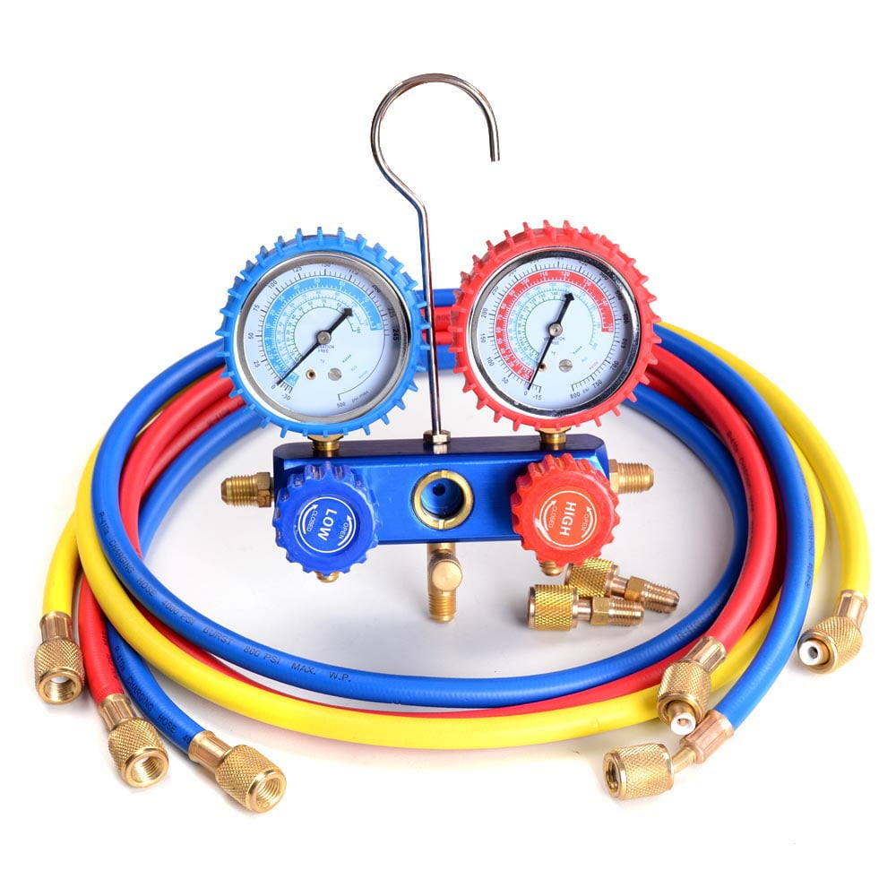 R410a R404a R22 4 Valve 60 Inch Manifold Gauge Hvac Diagnostic